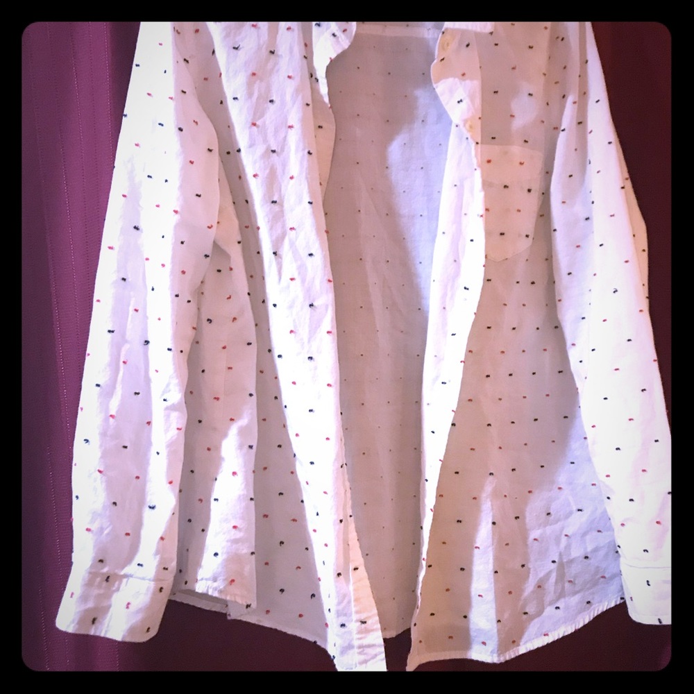 Old navy Red and blue polkadotted button down